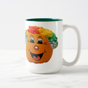 Caneca De Café Em Dois Tons Jack o' Lanterna Cabeça de Palhaço, Abóbora de Hal