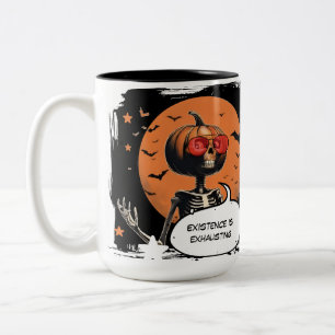Caneca De Café Em Dois Tons Jack O’ Latte - Esqueleto Engraçado de Abóbora