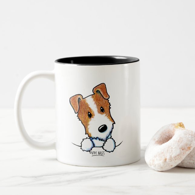 Caneca De Café Em Dois Tons Jack Russell (Com Donut)