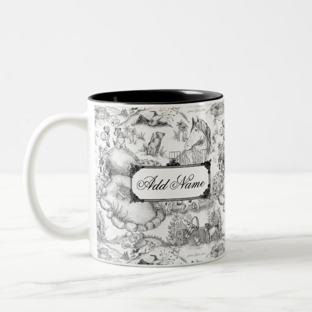 Caneca De Café Em Dois Tons JACK RUSSELL Terrier Black Toile com nome personal (Esquerda)