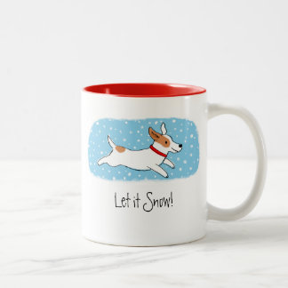 Caneca De Café Em Dois Tons Jack Russell Terrier Deixe-o Neve Feriado de Cacho