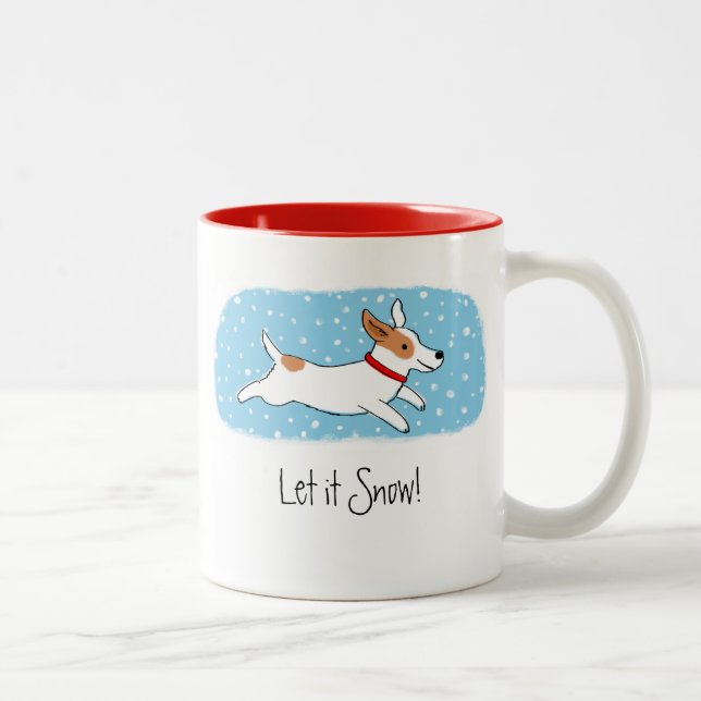 Caneca De Café Em Dois Tons Jack Russell Terrier Deixe-o Neve Feriado de Cacho (Direita)