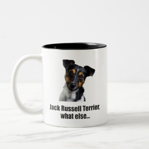 Caneca De Café Em Dois Tons jack Russell terrier, o que mais...