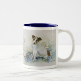 Caneca De Café Em Dois Tons Jack Russell Terrier Watercolor Cog Personalizado