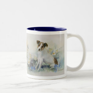 Caneca De Café Em Dois Tons Jack Russell Terrier Watercolor Cog Personalizado