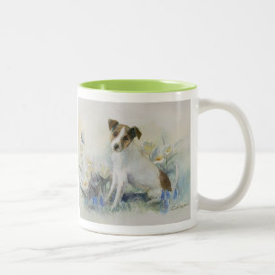 Caneca De Café Em Dois Tons Jack Russell Terrier Watercolor Dog Painting