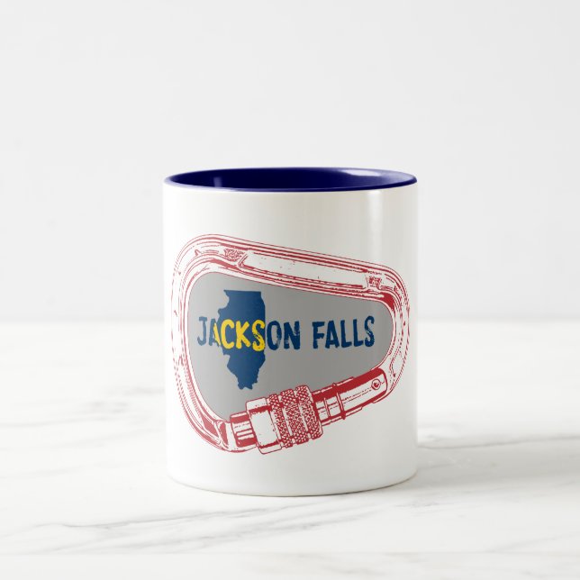Caneca De Café Em Dois Tons Jackson Falls Illinois Rock Escalbing Carabiner (Centro)