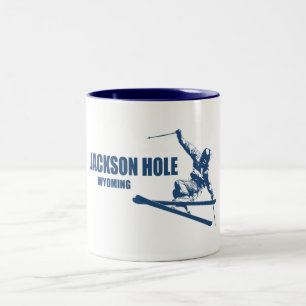 Caneca De Café Em Dois Tons Jackson Hole Wyoming Skier