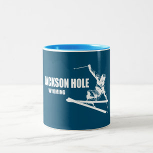 Caneca De Café Em Dois Tons Jackson Hole Wyoming Skier