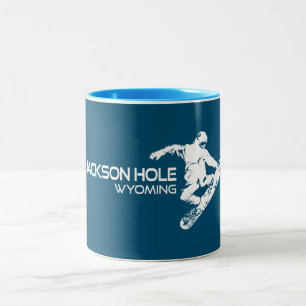 Caneca De Café Em Dois Tons Jackson Hole Wyoming Snowboarder