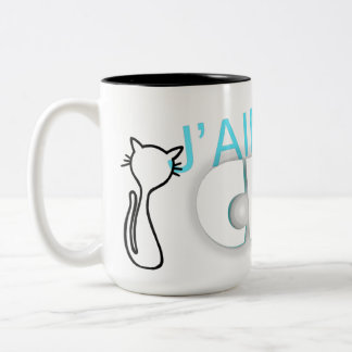 Caneca De Café Em Dois Tons J'aime bate-papo café de gato e toma um café