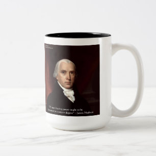Caneca De Café Em Dois Tons James Madison "Desconfie o Poder", dons de citação