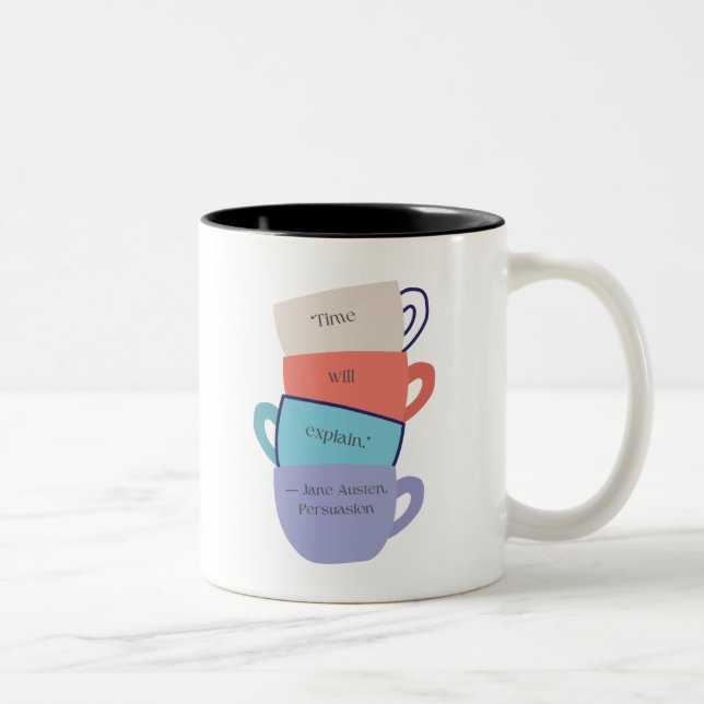 Caneca De Café Em Dois Tons Jane Austen Inspirou Mug (Direita)