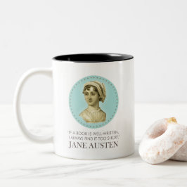 Caneca De Café Em Dois Tons Jane Austen Retrato e Citação na Leitura