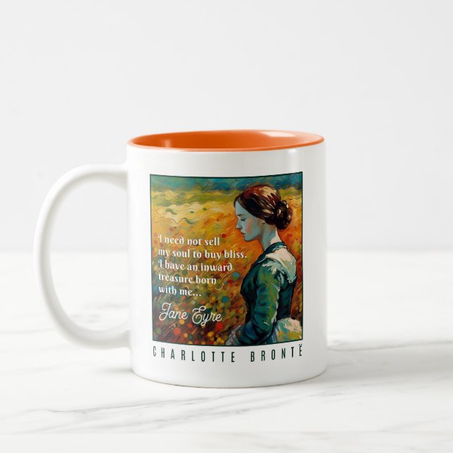 Caneca De Café Em Dois Tons Jane Eyre Cita Estilo Monet (Esquerda)