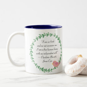 Caneca De Café Em Dois Tons Jane Eyre Eu Não Sou Uma Citação De Pássaros