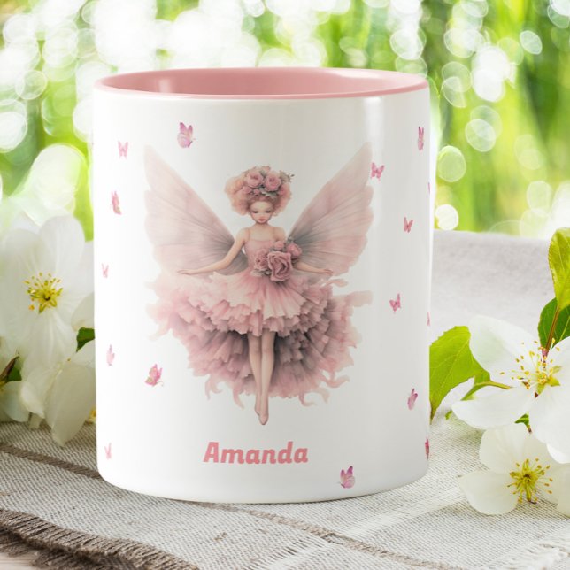 Caneca De Café Em Dois Tons Janeiro Carnação Fada Fada Nascimento Mês Flor (Criador carregado)