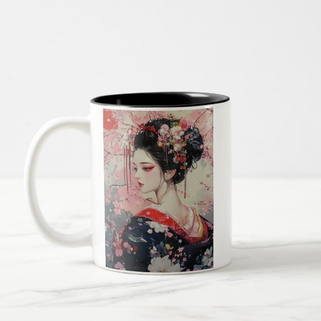 Caneca De Café Em Dois Tons Japanese painting style GEISYA MAG07 (Esquerda)