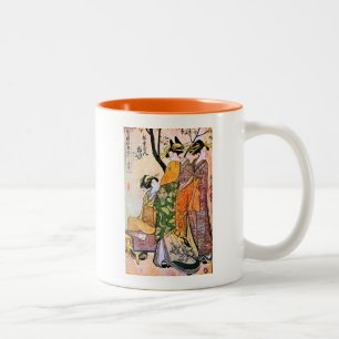 Caneca De Café Em Dois Tons Japonês Engrenando Três Geisha 1911