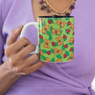 Caneca De Café Em Dois Tons Jardim Caprichoso de Borboleta e Joaninha