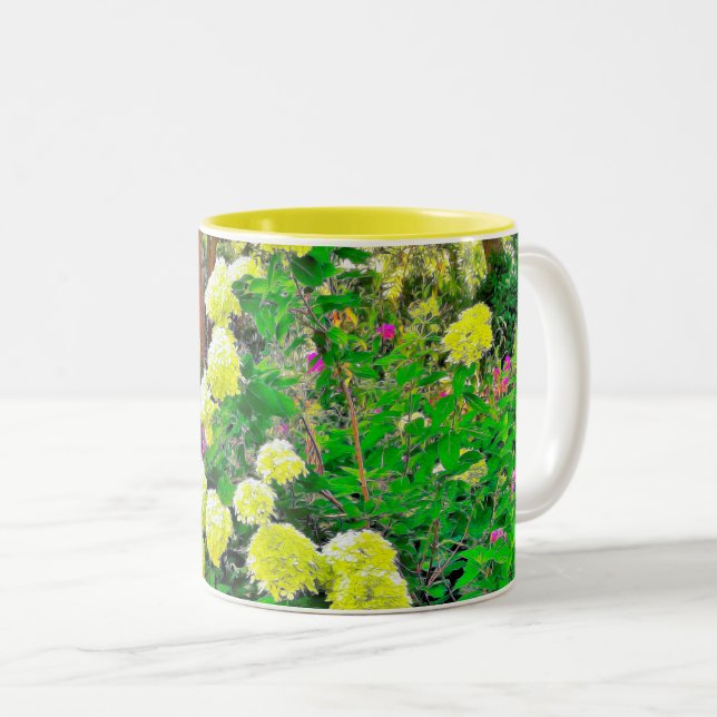 Caneca De Café Em Dois Tons Jardim de Hydrangea do Chartreuse Green Limelight (Frente Esquerda)