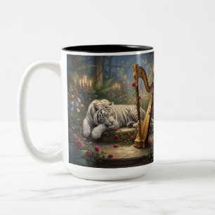 Caneca De Café Em Dois Tons Jardim do Tigre Branco Harpa – Concerto Enfeitiçad