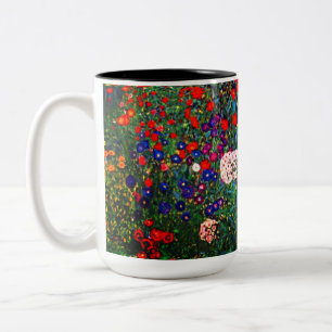 Caneca De Café Em Dois Tons Jardim Flor Gustav Klimt
