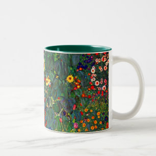 Caneca De Café Em Dois Tons Jardim Flor Gustav Klimt