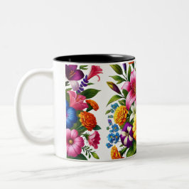 Caneca De Café Em Dois Tons Jardim Flor Zinnias Brilhante e Cosmos - Jardim Ch
