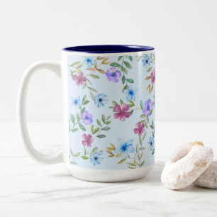 Caneca De Café Em Dois Tons Jardim Floral Vivid