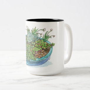 Caneca De Café Em Dois Tons Jardim redondo do Succulent