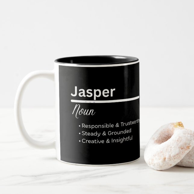 Caneca De Café Em Dois Tons Jasper Boy Personalized Name Definition (Com Donut)