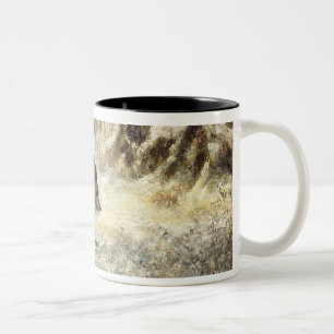 Caneca De Café Em Dois Tons Javali na neve, assinada como Courbet
