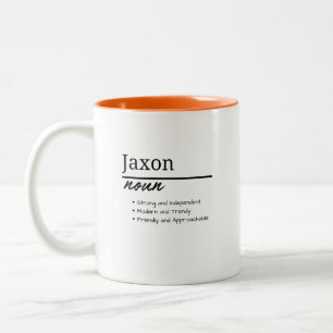 Caneca De Café Em Dois Tons Jaxon, Definição de Nome Personalizado de Menino