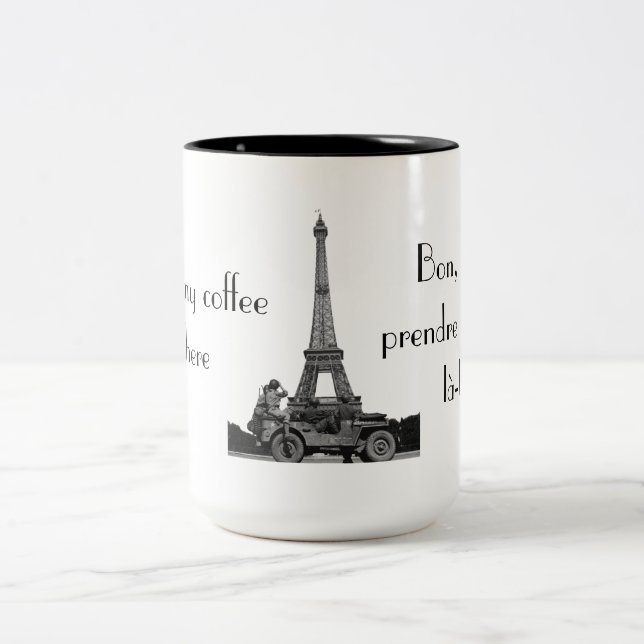 Caneca De Café Em Dois Tons Je vais prendre mon café... (Centro)