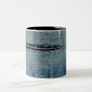 Caneca De Café Em Dois Tons Jeans riscados