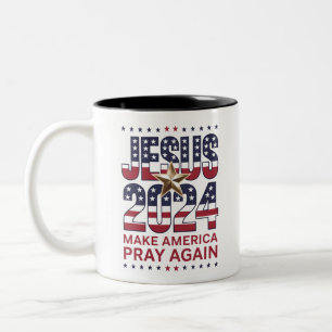 Caneca De Café Em Dois Tons Jesus 2024 Faz a América rezar novamente