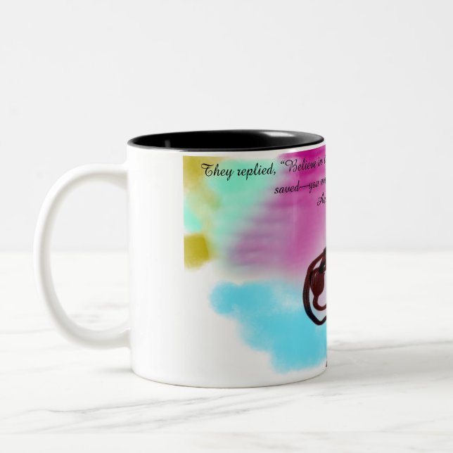 Caneca De Café Em Dois Tons jesus acredita (Esquerda)