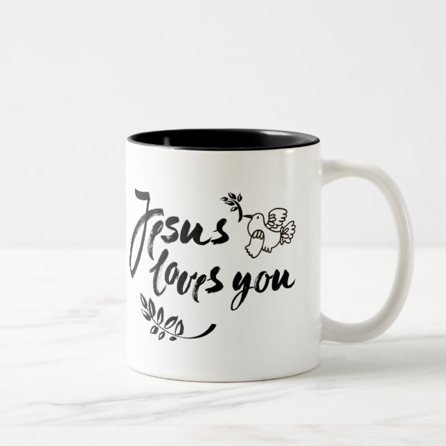 Caneca De Café Em Dois Tons Jesus ama-o (Direita)
