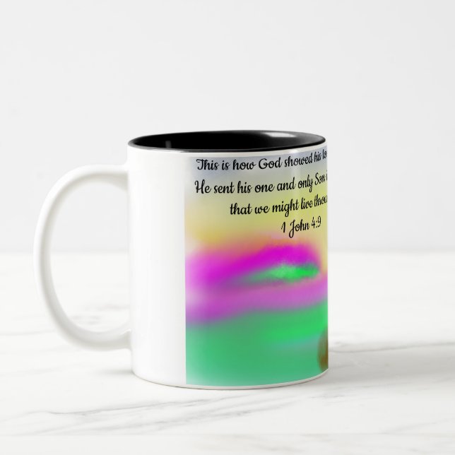 Caneca De Café Em Dois Tons Jesus ama o mundo  (Esquerda)