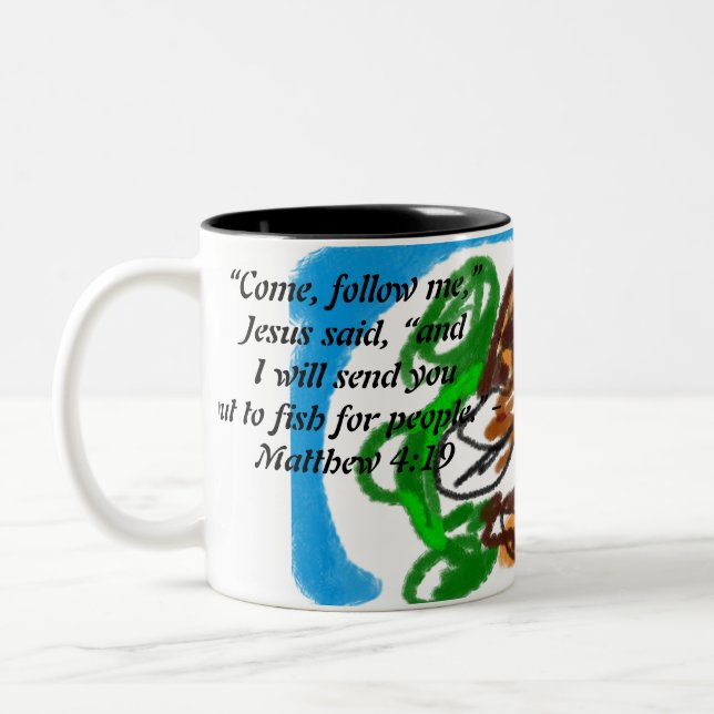 Caneca De Café Em Dois Tons jesus aqui (Esquerda)