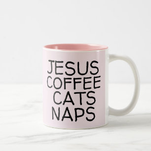 CANECA DE CAFÉ EM DOIS TONS JESUS CAFÉ GATOS NAPS GATO CAFÉ MÚGS