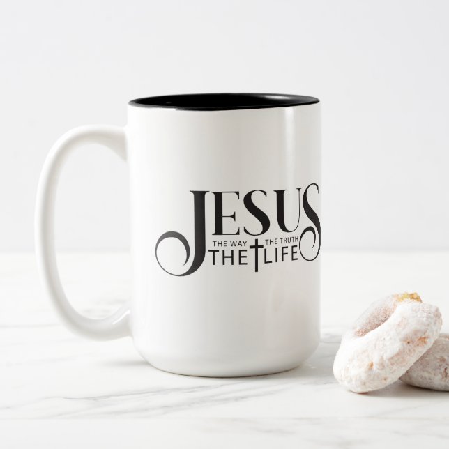 Caneca De Café Em Dois Tons Jesus Coffee Mug (Com Donut)