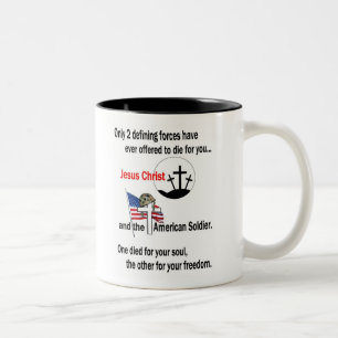 Caneca De Café Em Dois Tons Jesus Cristo e o soldado americano