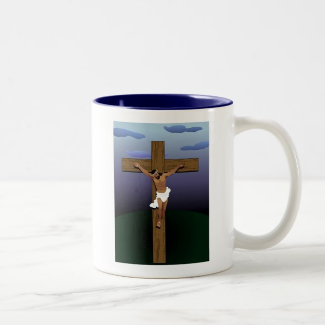 Caneca De Café Em Dois Tons Jesus Cristo preto (Direita)