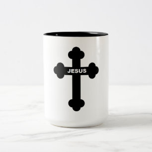 CANECA DE CAFÉ EM DOIS TONS JESUS CROSS