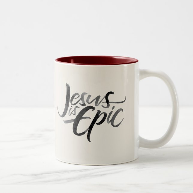 Caneca De Café Em Dois Tons Jesus é Epic Ink Lettering Christian Calliographic (Direita)