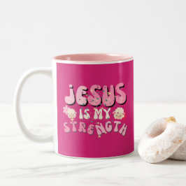 Caneca De Café Em Dois Tons Jesus é minha Força Tipografia de Cordeiro Fofo De