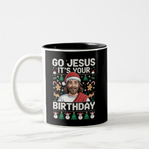 Caneca De Café Em Dois Tons Jesus, é o seu suéter de Natal feio