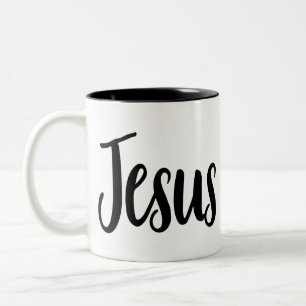 Caneca De Café Em Dois Tons Jesus Gospel Gráficos Estéticos